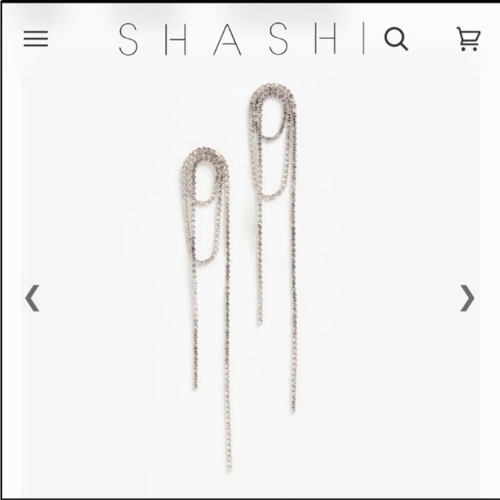 Anthropologie Shashi Vroom Long Rhinestone Prom Earrings - Picture 8 of 12